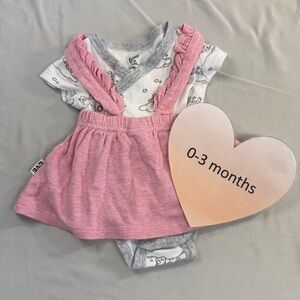 Ellen Degeneres Pink and Gray Baby Outfit - dress and short sleeve onesie